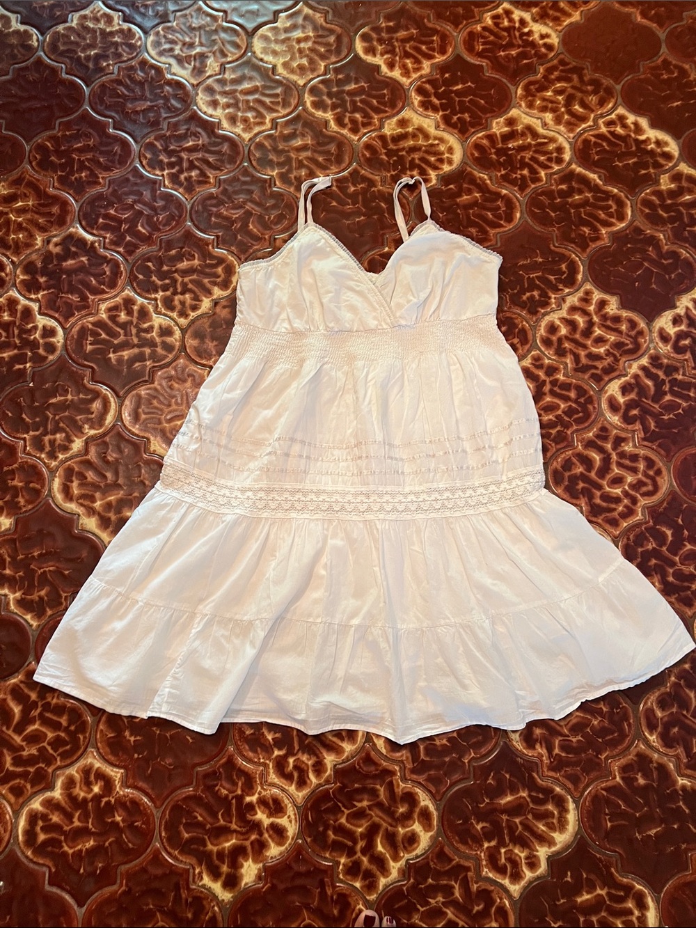 Speed Control White Spaghetti-Strap Tiered Sundress